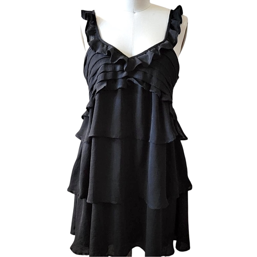 MNG Black Ruffled Dress Size M